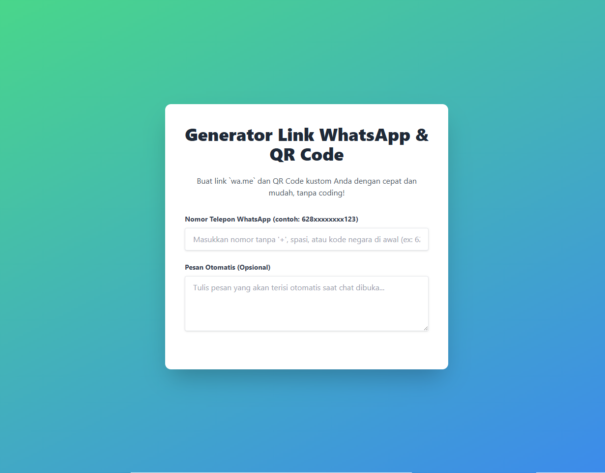Generator Link WhatsApp dengan QR Code | Buat Link WA Otomatis Mudah & Cepat